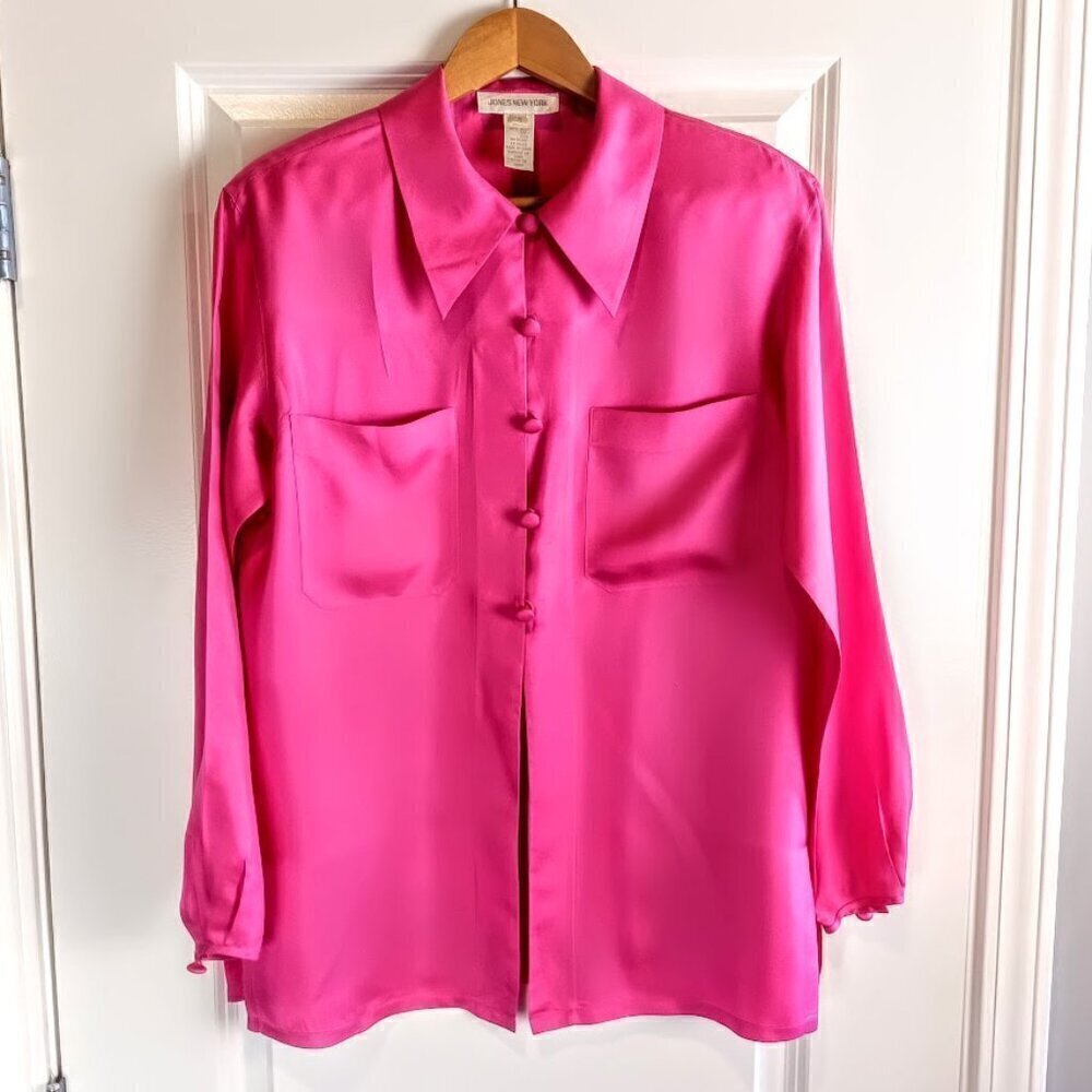 Jones New York Magenta Pink Silk Tunic Top